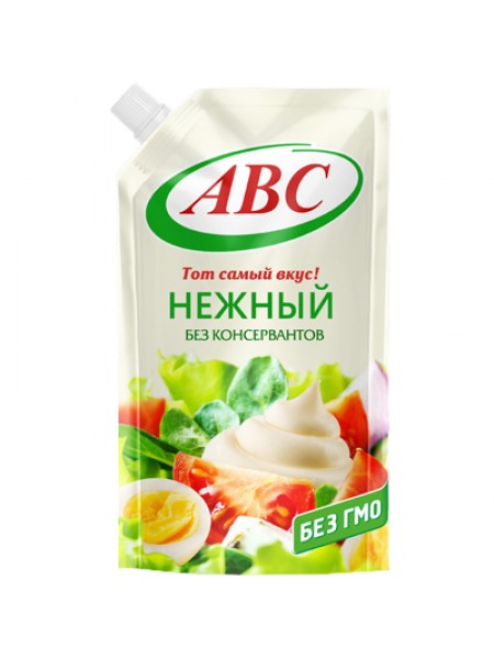 Майонезный соус АВС "Нежный" 35% 190г*40 дой-пак АВС Майонезный соус АВС "Нежный" 35% 190г*40 дой-пак АВС